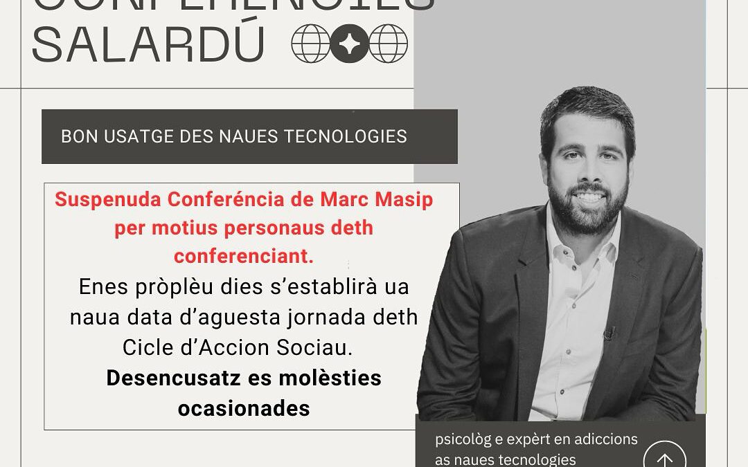 Suspenuda era doble conferéncia de Marc Masip enquia naua data